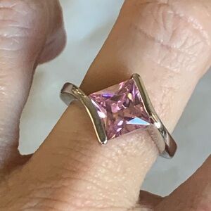 Pink cubic zirconia ring size 7